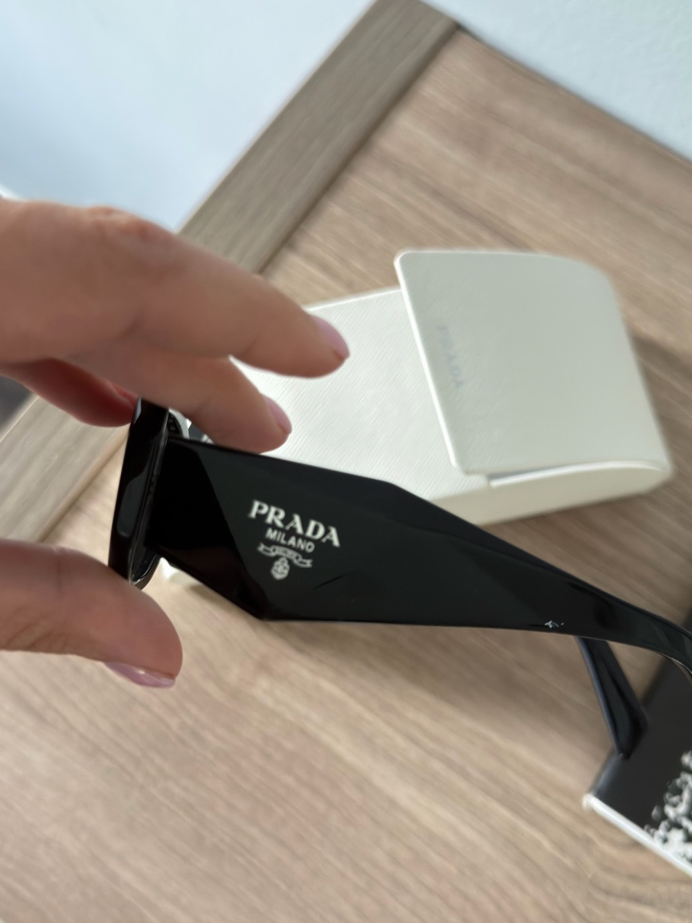 Prada Black Runway 49mm Rectangular Sunglasses AUTHENTIC - Picture 5 of 6